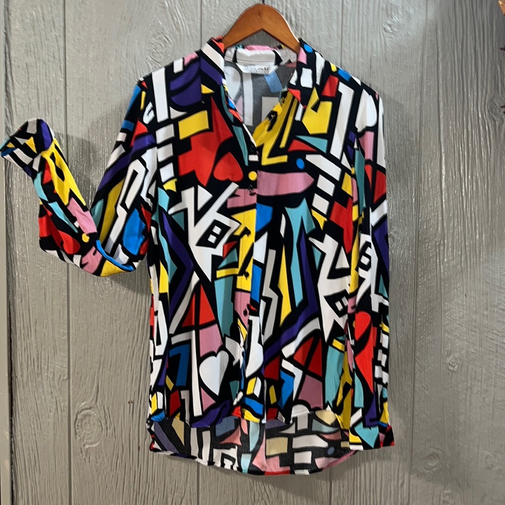Vintage Picasso style color block shirt